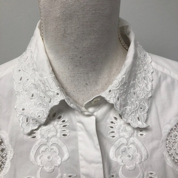 Isabel Marant Derron Top Blouse Womens 38 Large White Cropped Eyelet Button Up - Picture 3 of 9